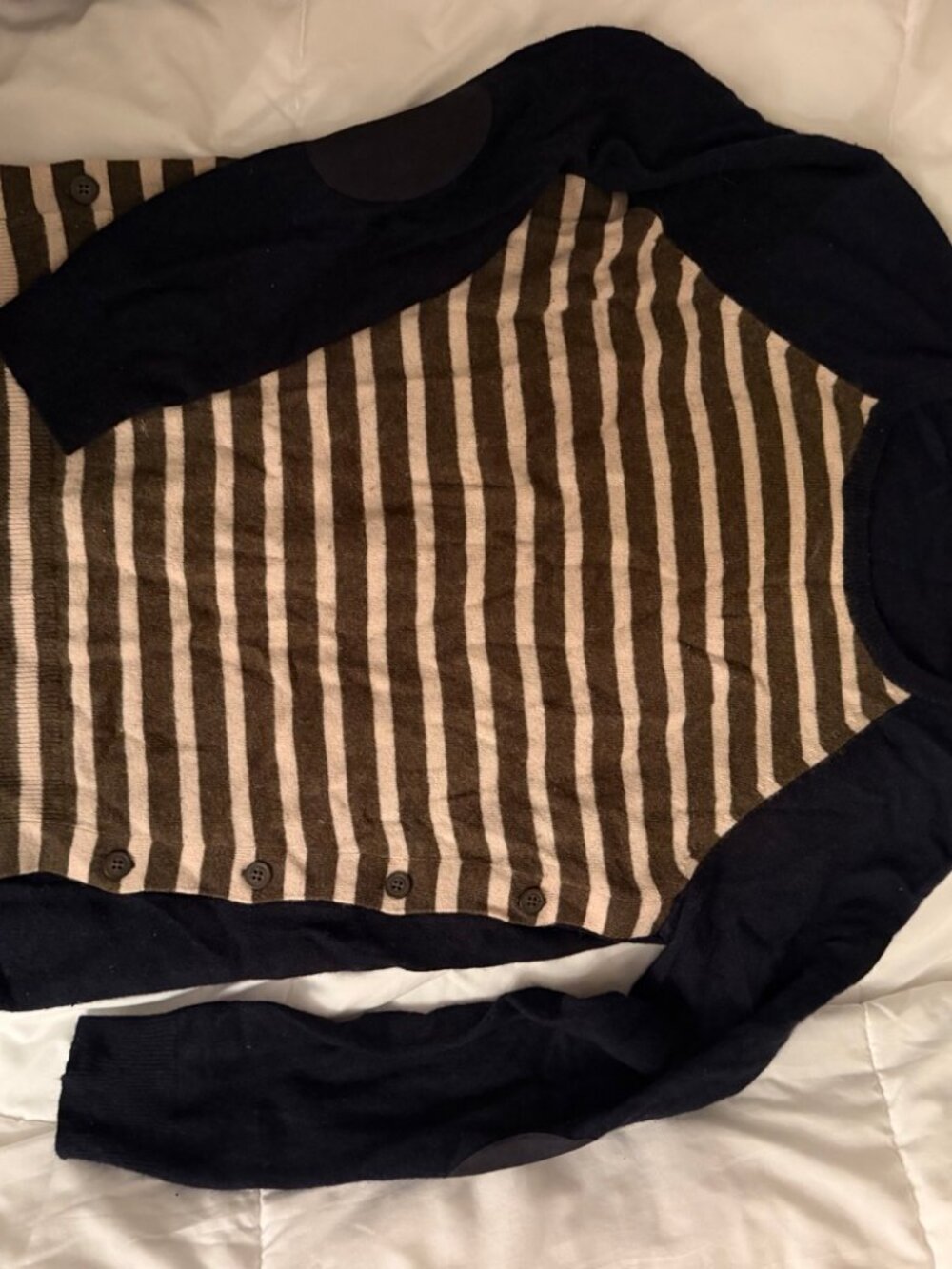 J.Crew Striped Sweater — Navy & Olive, Women's M
